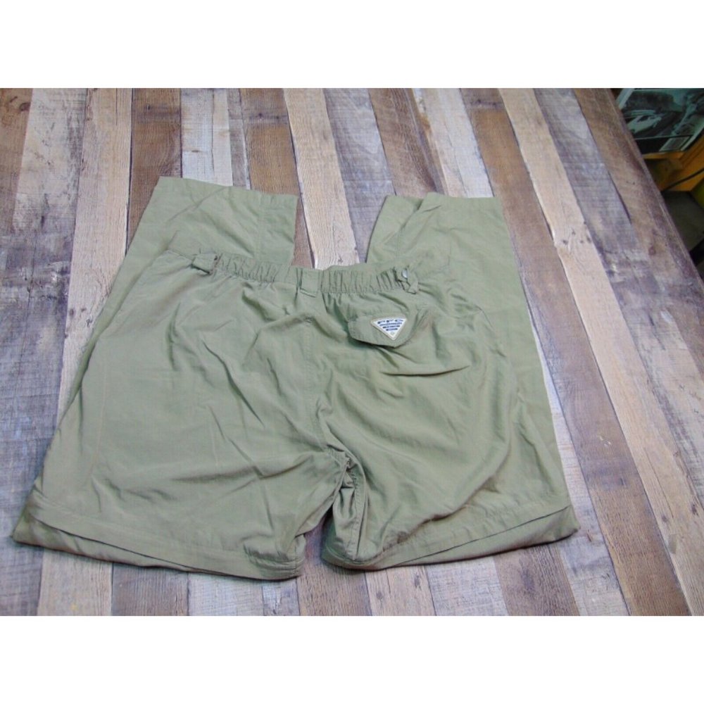 Columbia PFG Men L Convertible Cargo Pants Beige Fish Camp Outdoor Travel